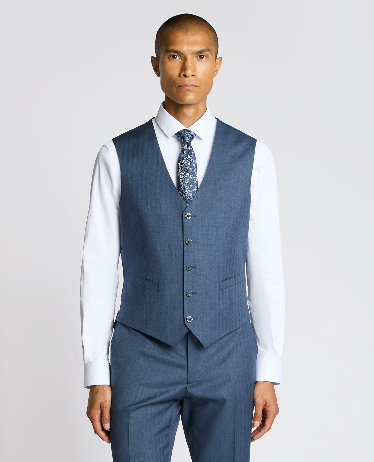 Man wearing a blue Mix and match suit waistcoat