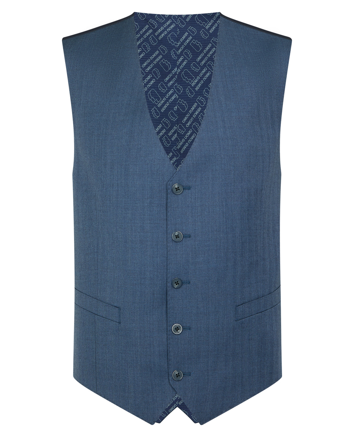 Man wearing a blue Mix and match suit waistcoat