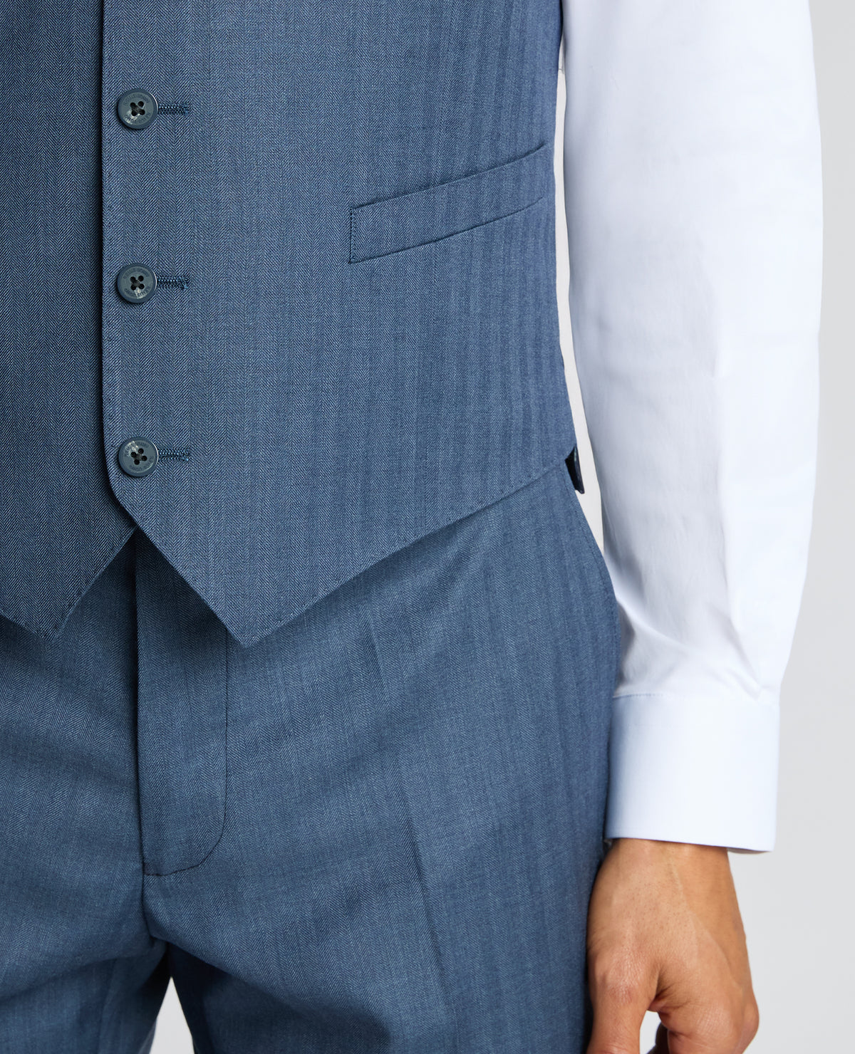 Man wearing a blue Mix and match suit waistcoat