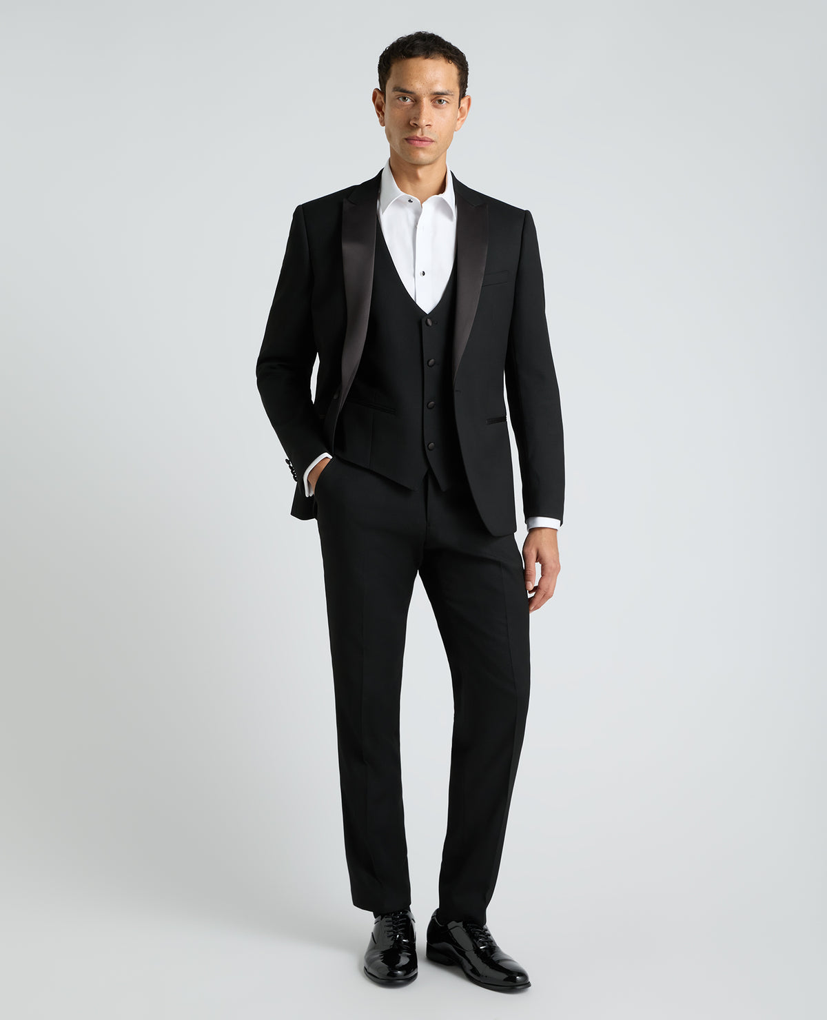 Black Slim Fit Satin Detail Stretch Waistcoat