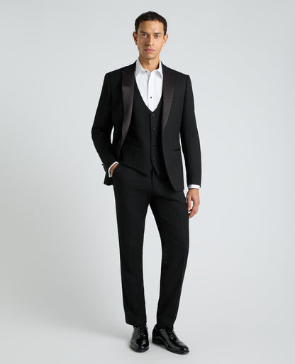 Black Slim Fit Satin Detail Stretch Waistcoat
