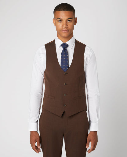 Man wearing a grey Slim Fit Stretch Waistcoat