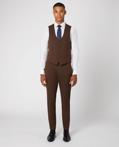 Man wearing a brown X-Slim Fit Stretch Waistcoat
