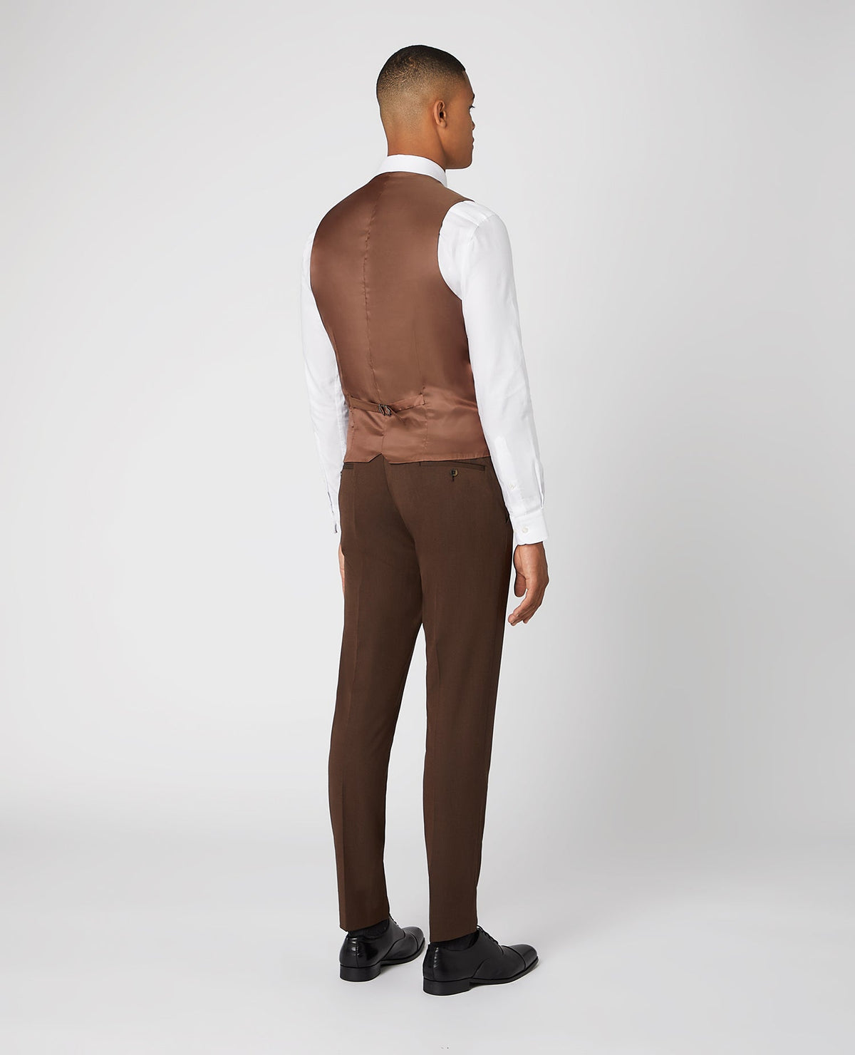 Man wearing a grey Slim Fit Stretch Waistcoat