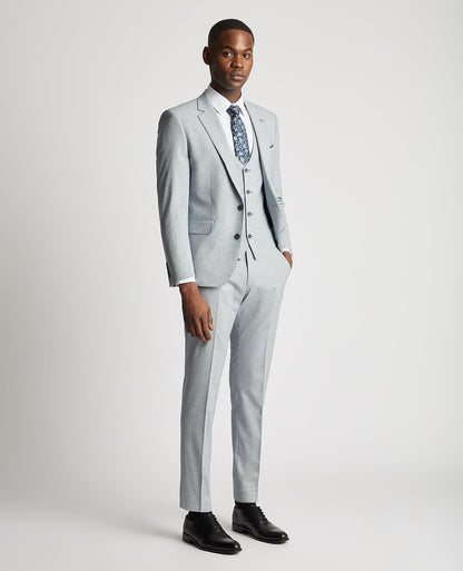 Man wearing a blue Slim Fit Stretch Waistcoat