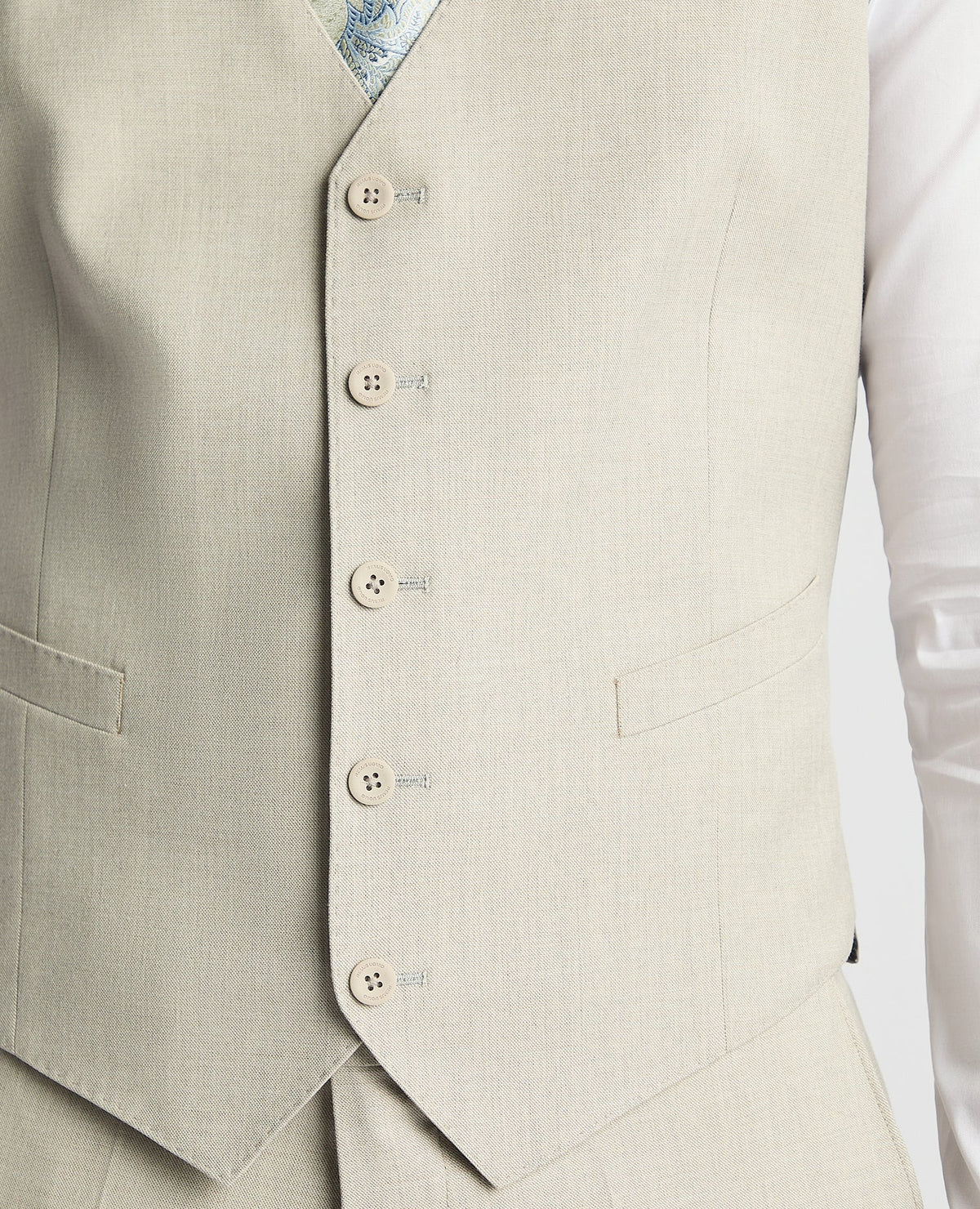 Man wearing a sand Tapered Fit Waistcoat