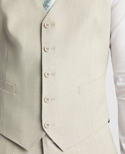 Man wearing a sand Tapered Fit Waistcoat