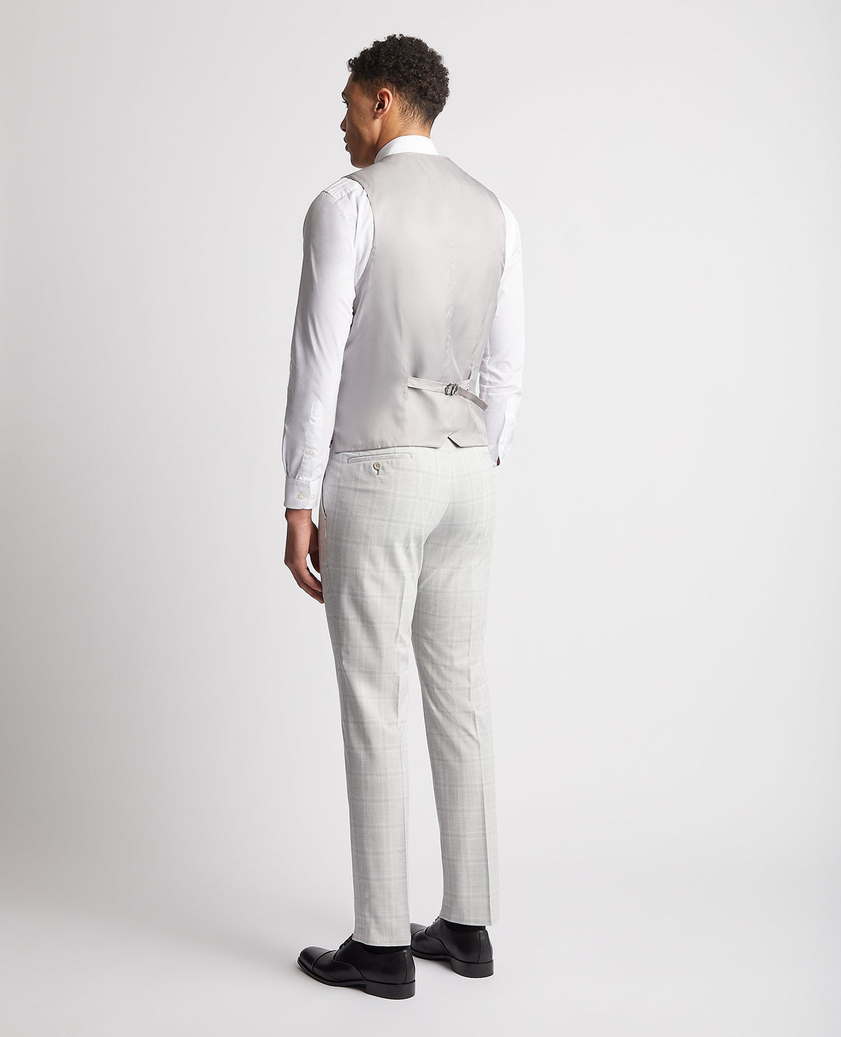 Man wearing a grey Slim Fit Checked Waistcoat