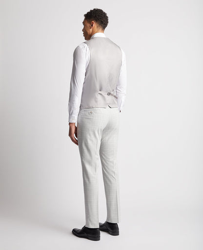 Man wearing a grey Slim Fit Checked Waistcoat