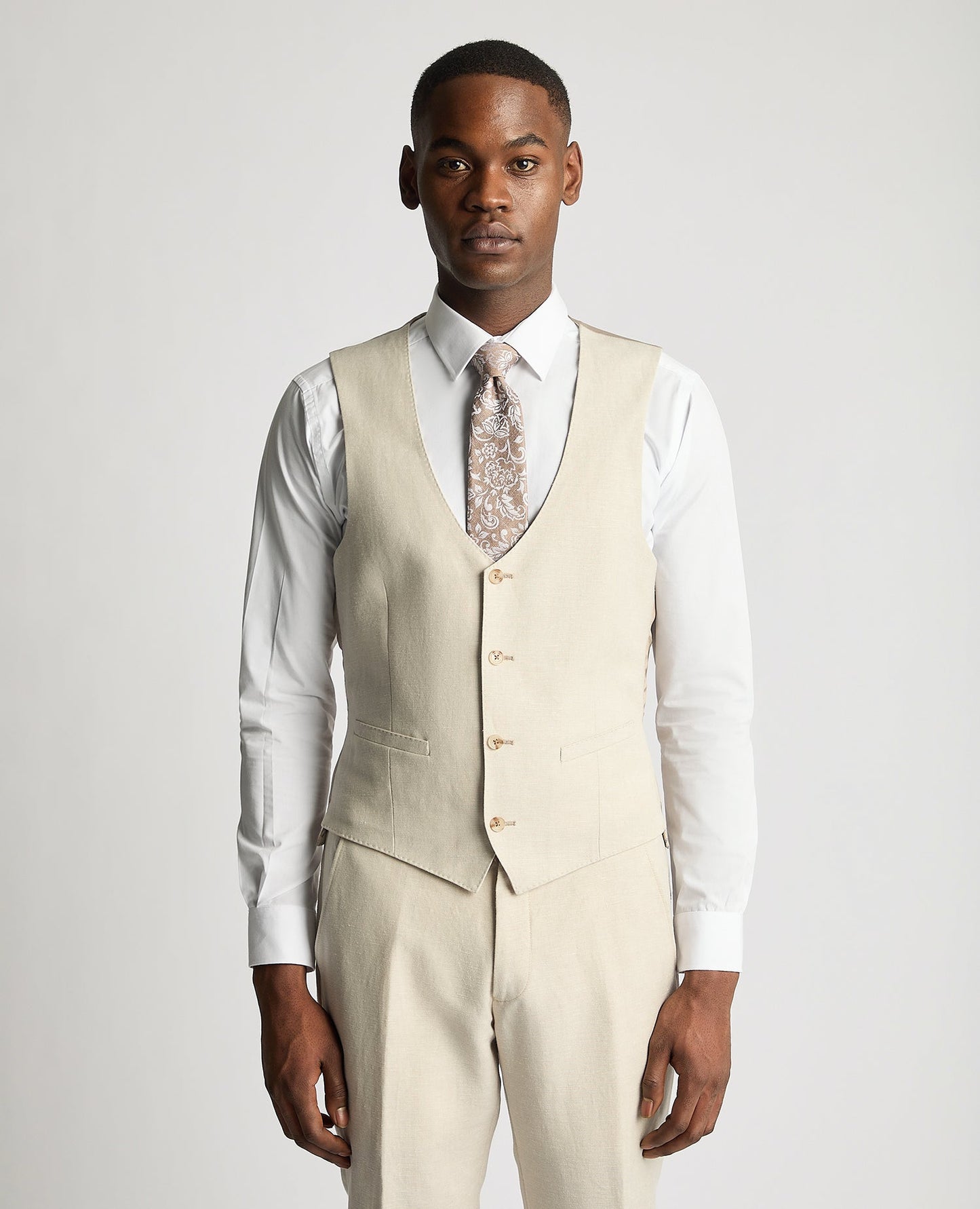 Slim Fit Linen-Blend Waistcoat
