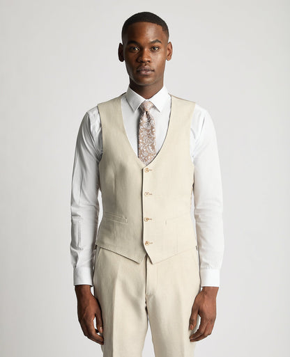 Slim Fit Linen-Blend Waistcoat