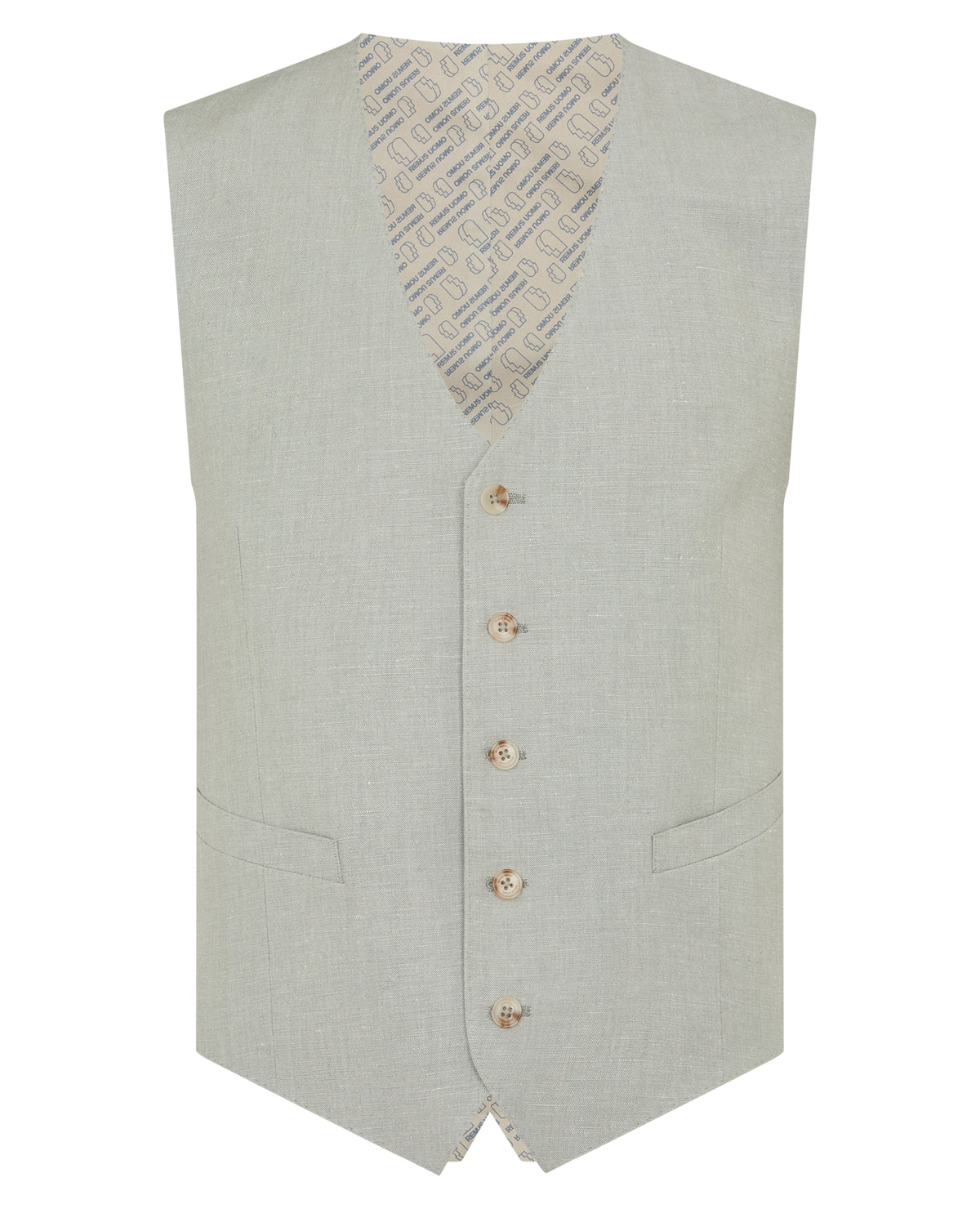 Man wearing a green Tapered fit linen-blend waistcoat