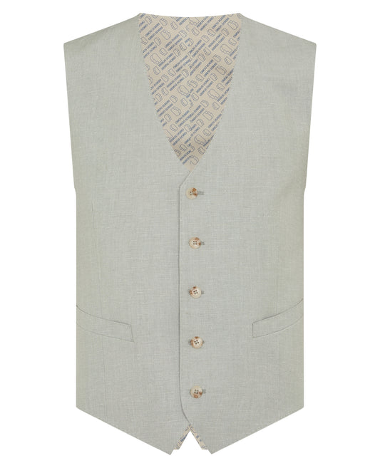 Man wearing a green Tapered fit linen-blend waistcoat