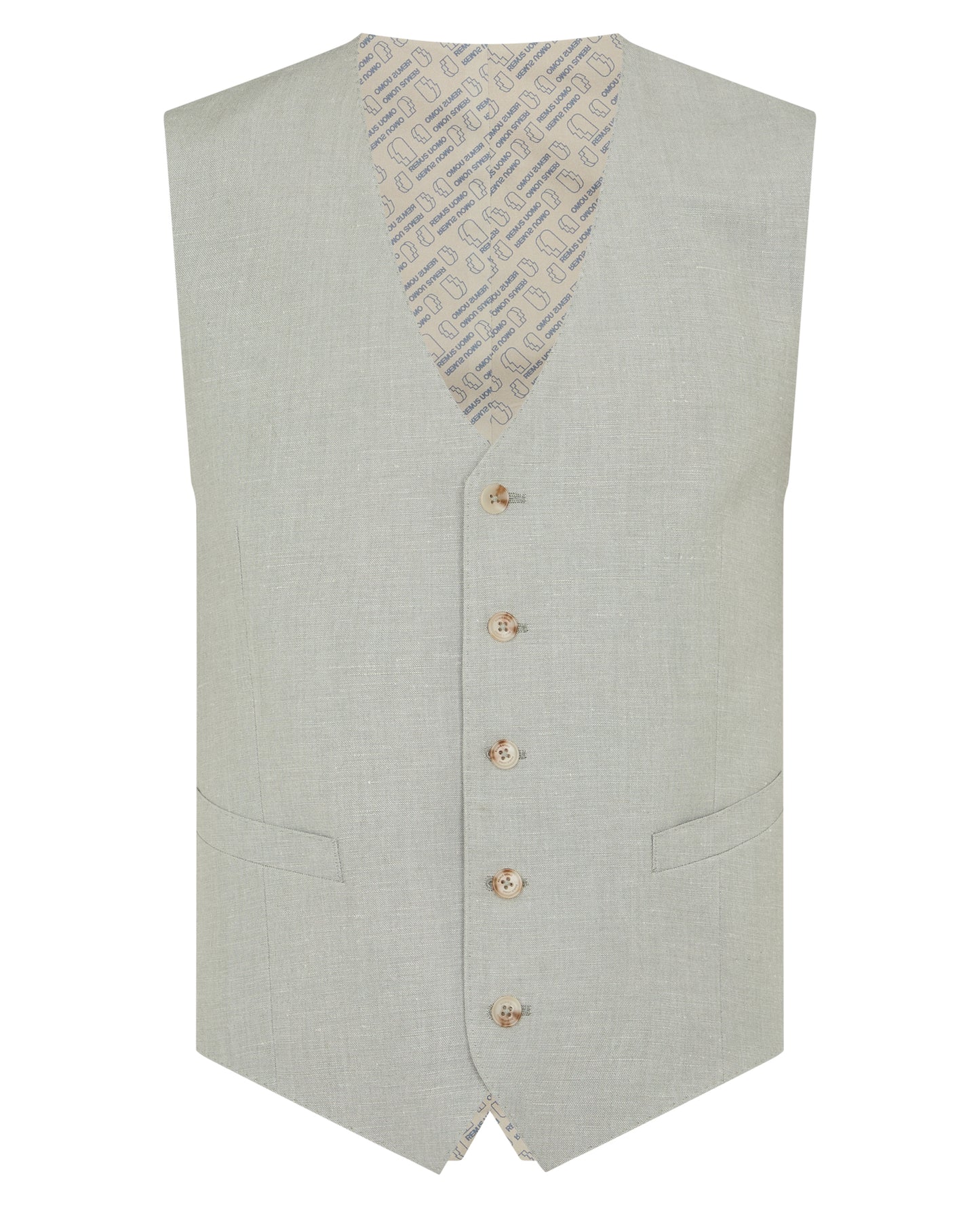 Man wearing a green Tapered fit linen-blend waistcoat