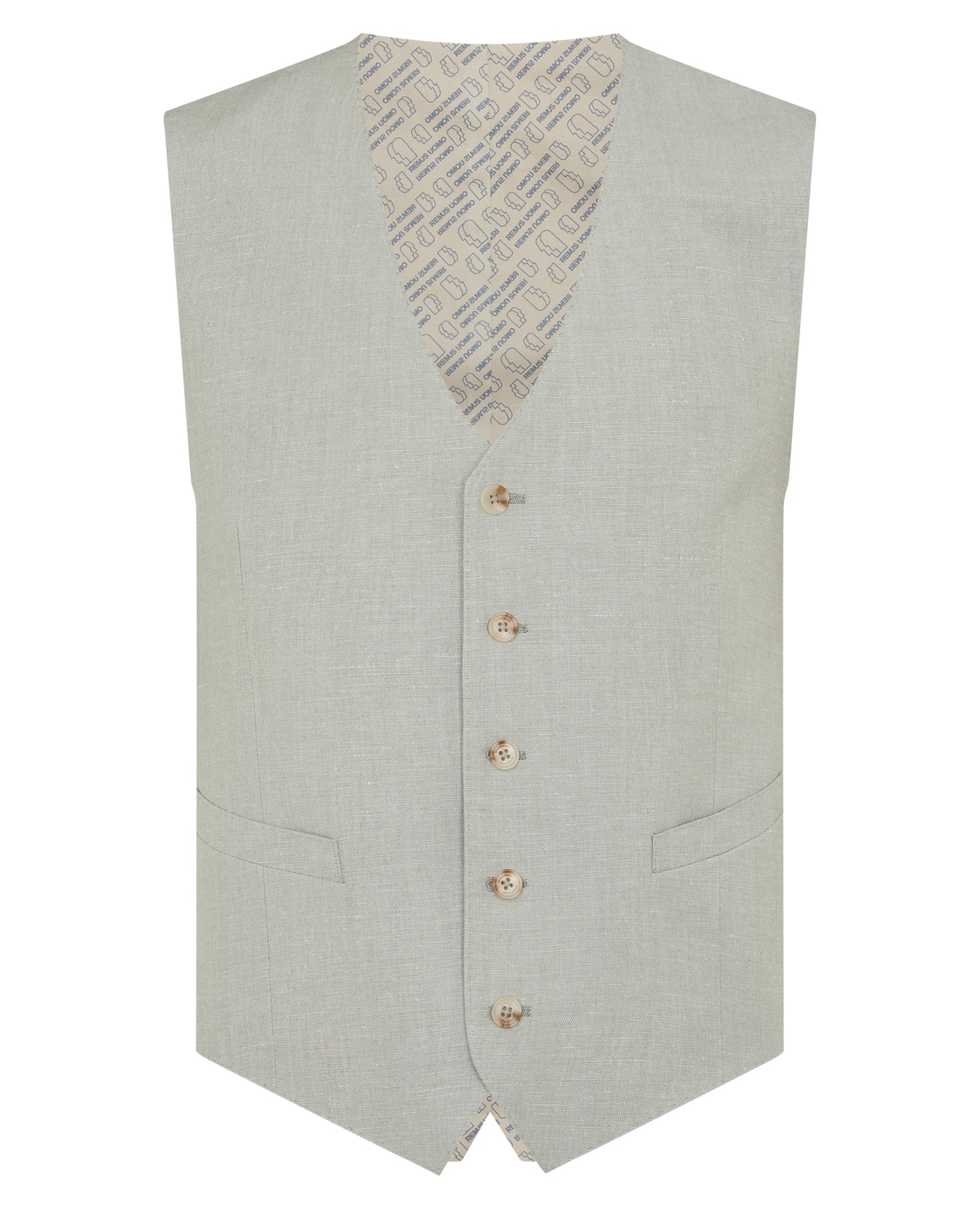 Man wearing a green Tapered fit linen-blend waistcoat