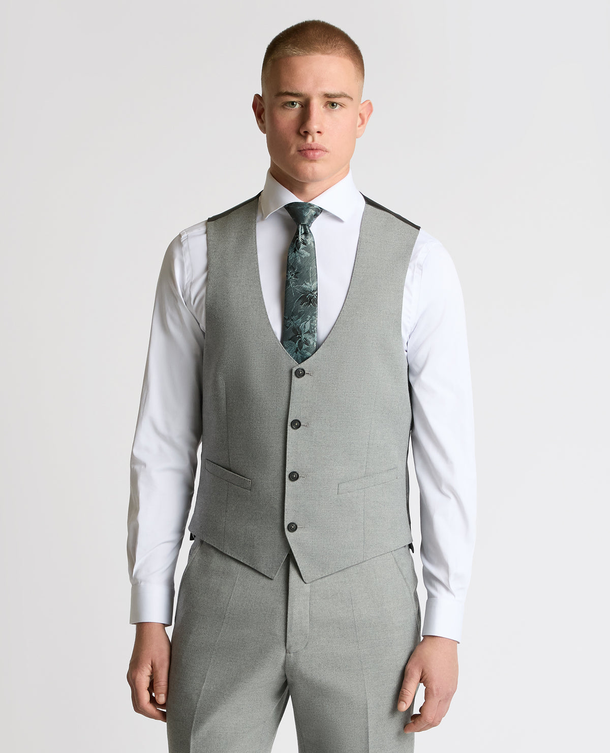 Man wearing a grey Slim Fit Waistcoat