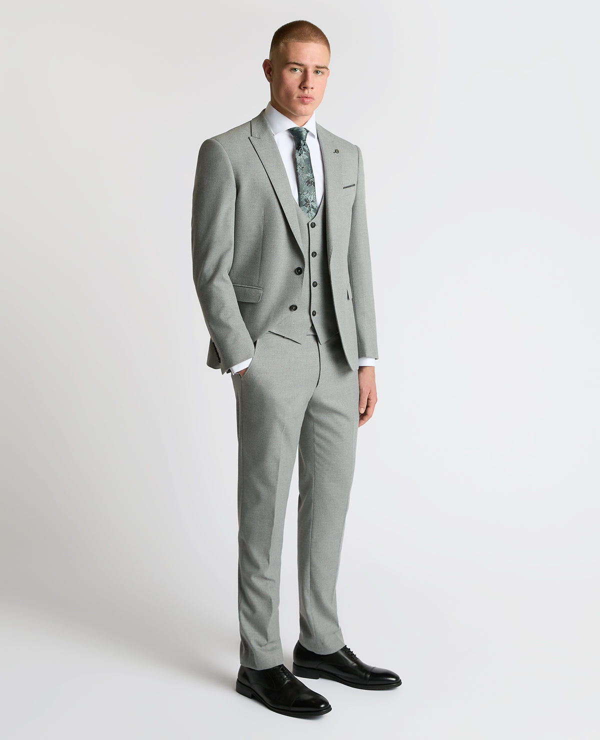 Man wearing a grey Slim Fit Waistcoat