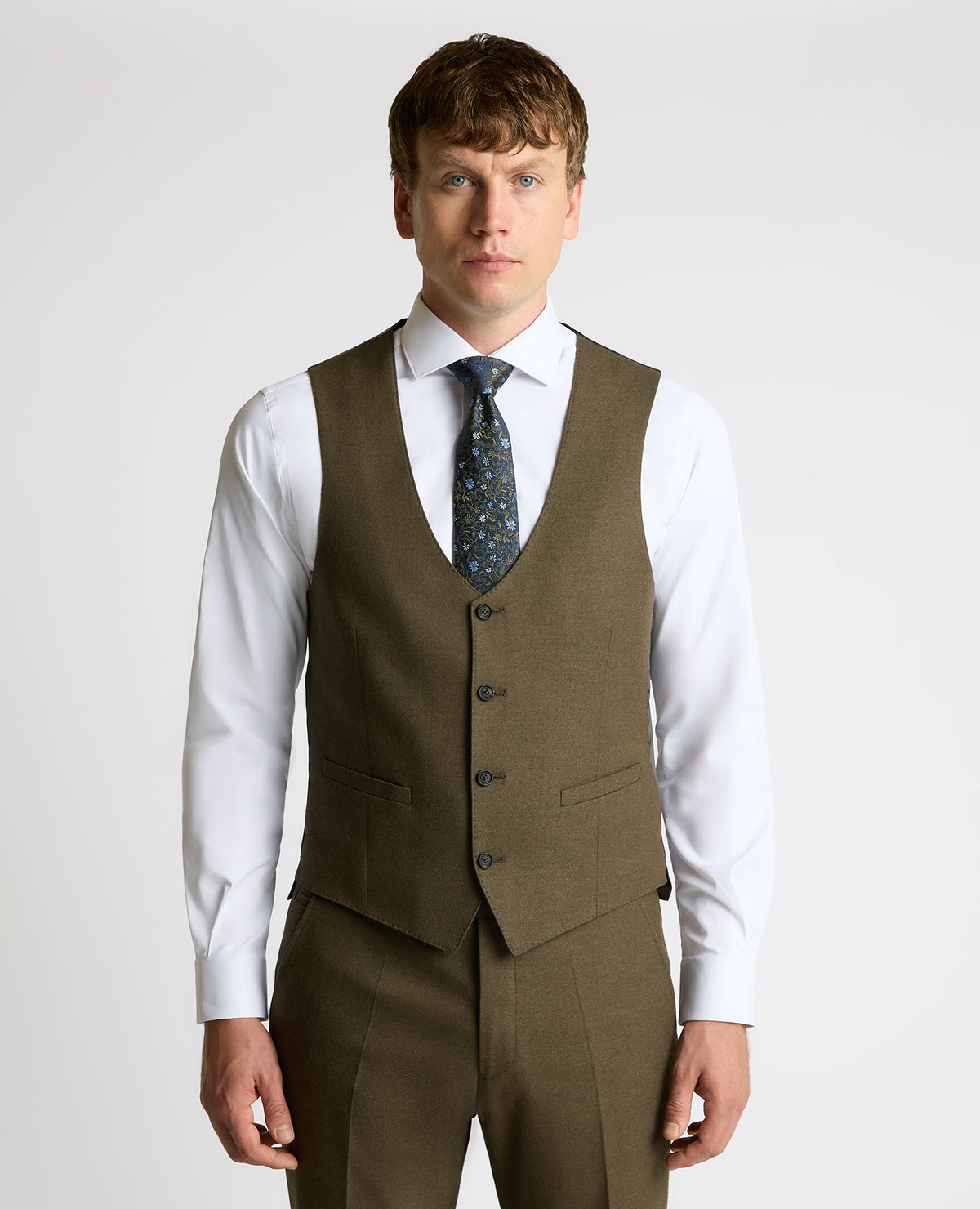 Man wearing a green Slim Fit Waistcoat