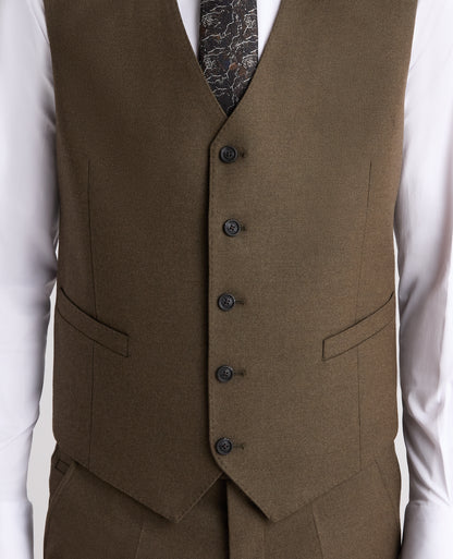 Dark Green Tapered Fit Stretch Waistcoat