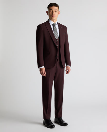 Man wearing a red Slim Fit Stretch Suit Jacket