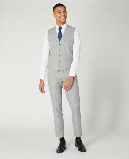 Tapered Fit Checked Cotton-Wool Waistcoat