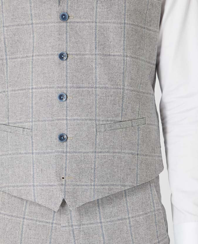 Tapered Fit Checked Cotton-Wool Waistcoat