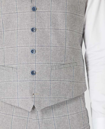 Tapered Fit Checked Cotton-Wool Waistcoat