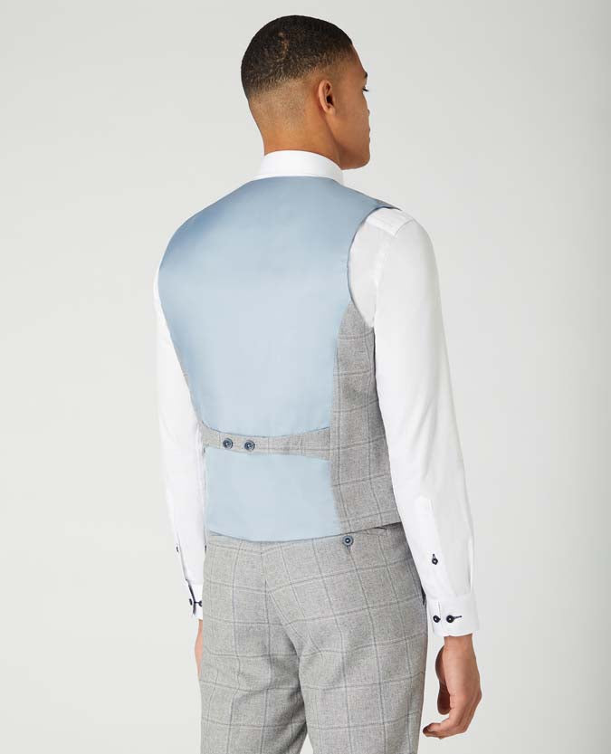 Tapered Fit Checked Cotton-Wool Waistcoat