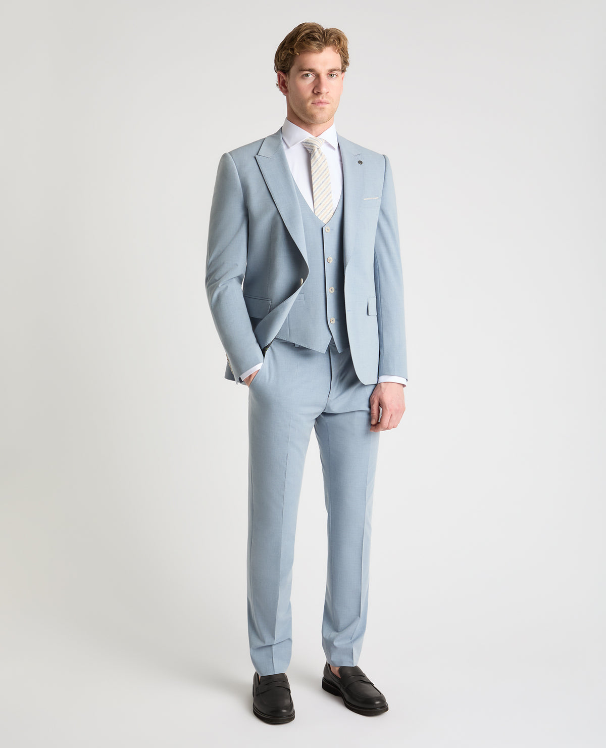 Man wearing a blue suit
