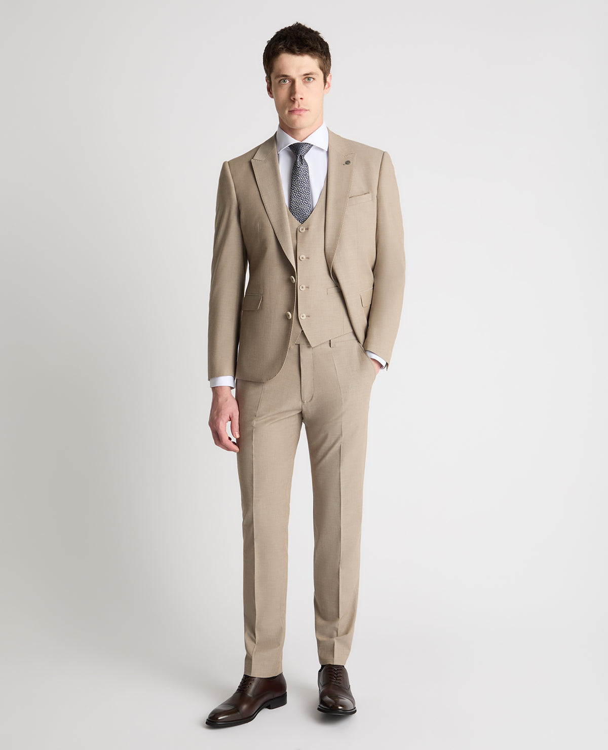 Man wearing a stone suit