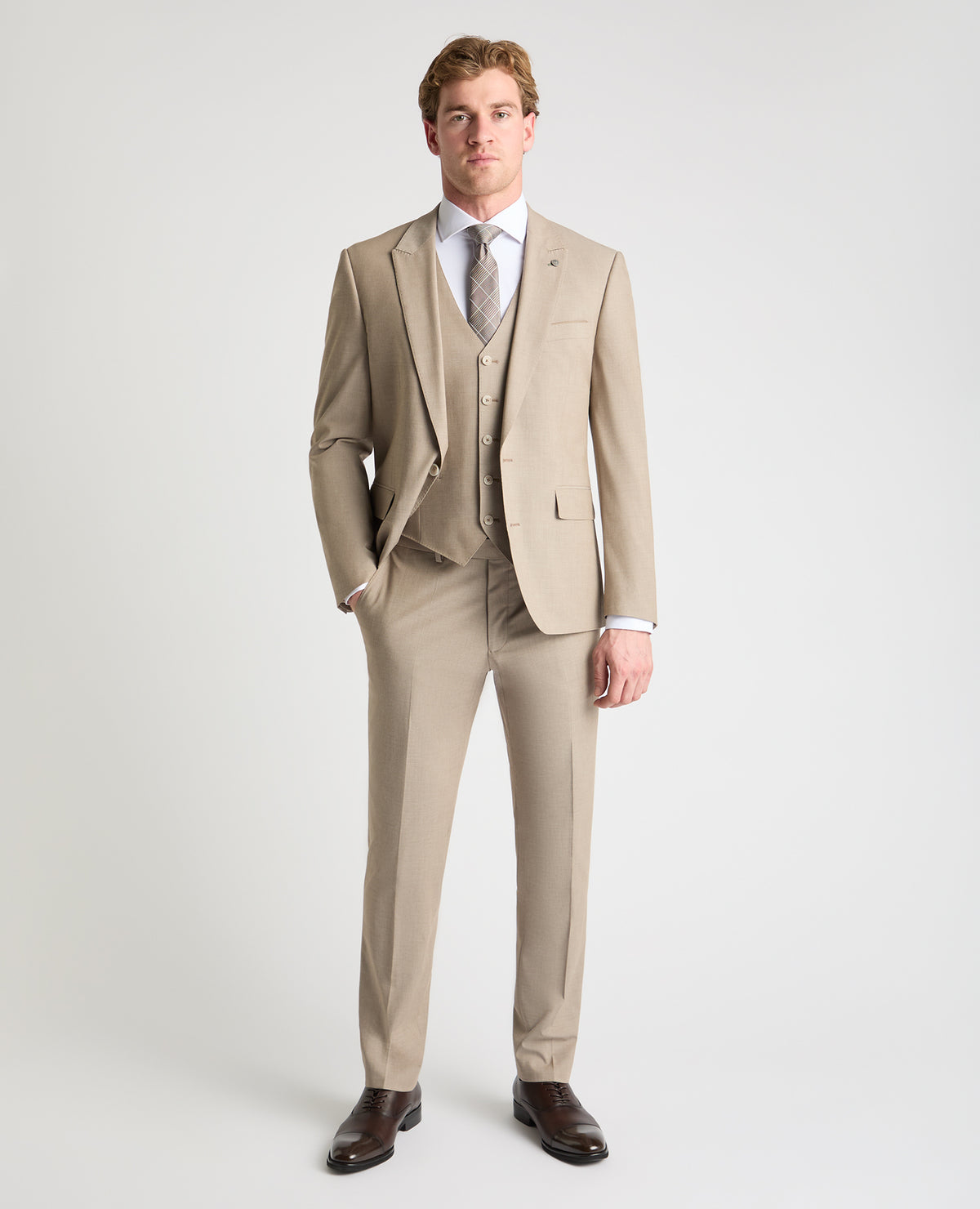 Man wearing a stone suit