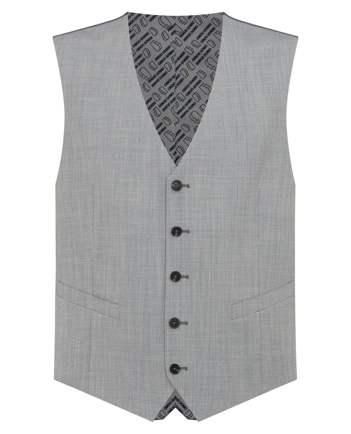 Man wearing a blue Tapered Fit Stretch Waistcoat