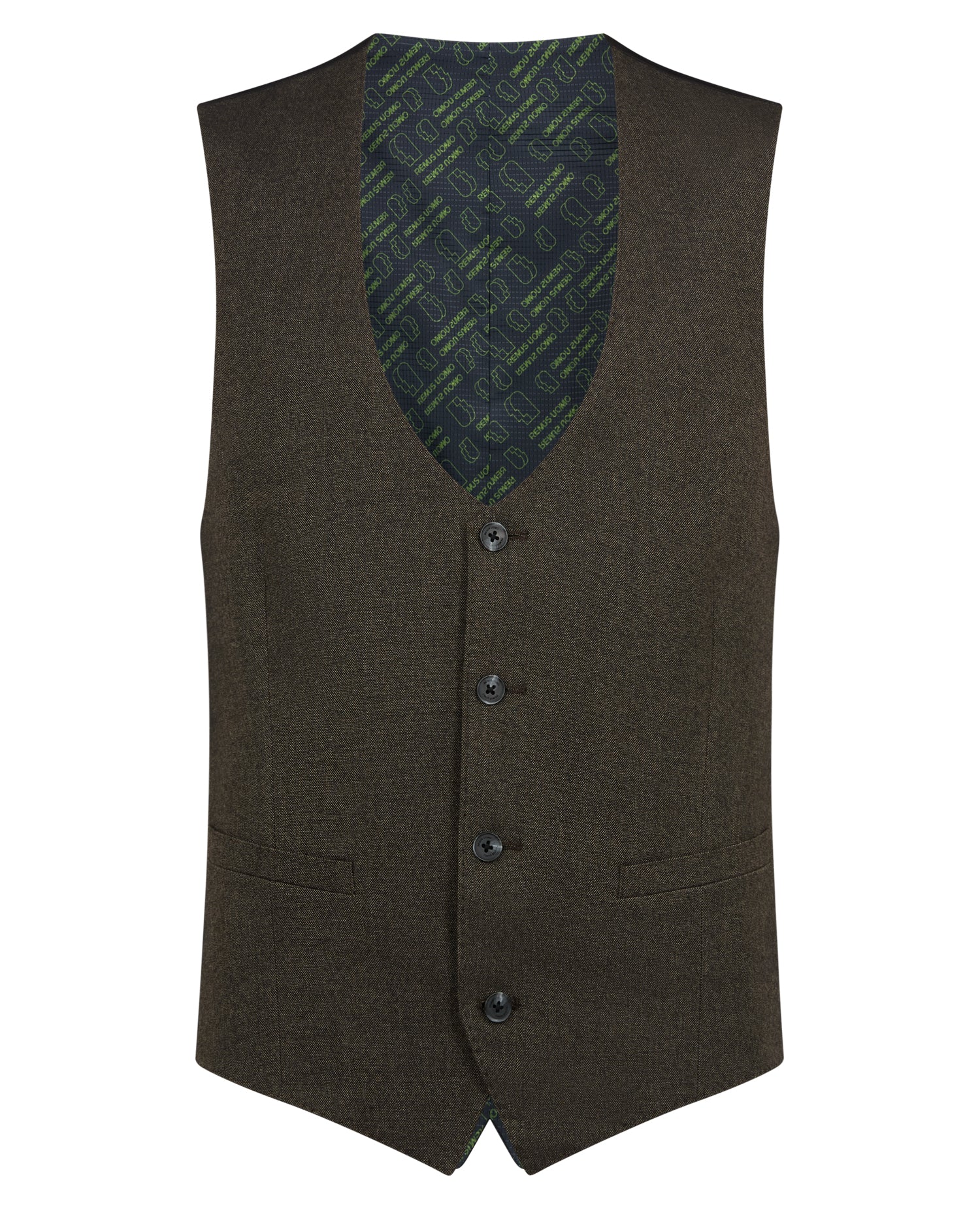 Man wearing a brown Slim fit polyviscose stretch mix and match suit waistcoat