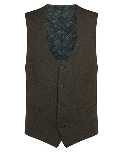 Man wearing a brown Slim fit polyviscose stretch mix and match suit waistcoat