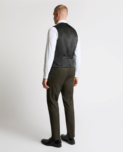 Man wearing a brown Slim fit polyviscose stretch mix and match suit waistcoat