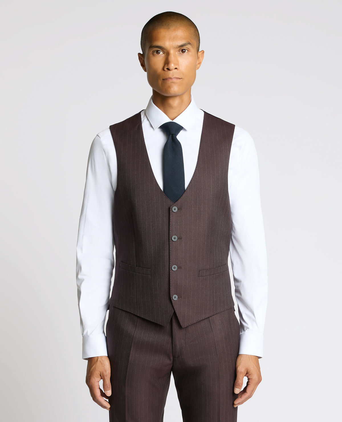 Man wearing a red Slim Fit Stripe Stretch