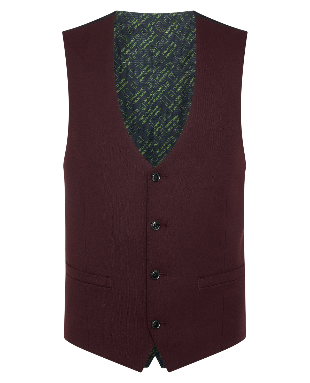 Man wearing a red Slim Fit Stretch Waistcoat