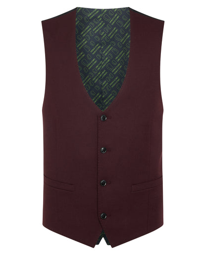 Man wearing a red Slim Fit Stretch Waistcoat