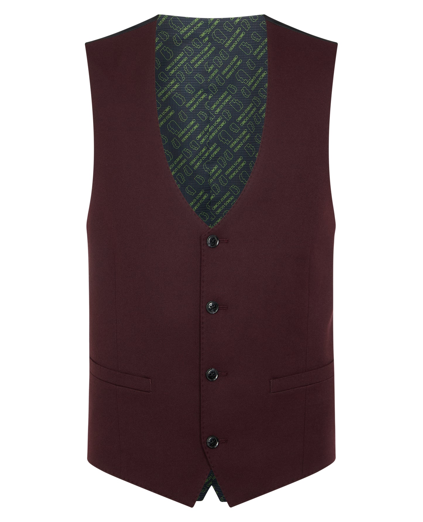 Man wearing a red Slim Fit Stretch Waistcoat