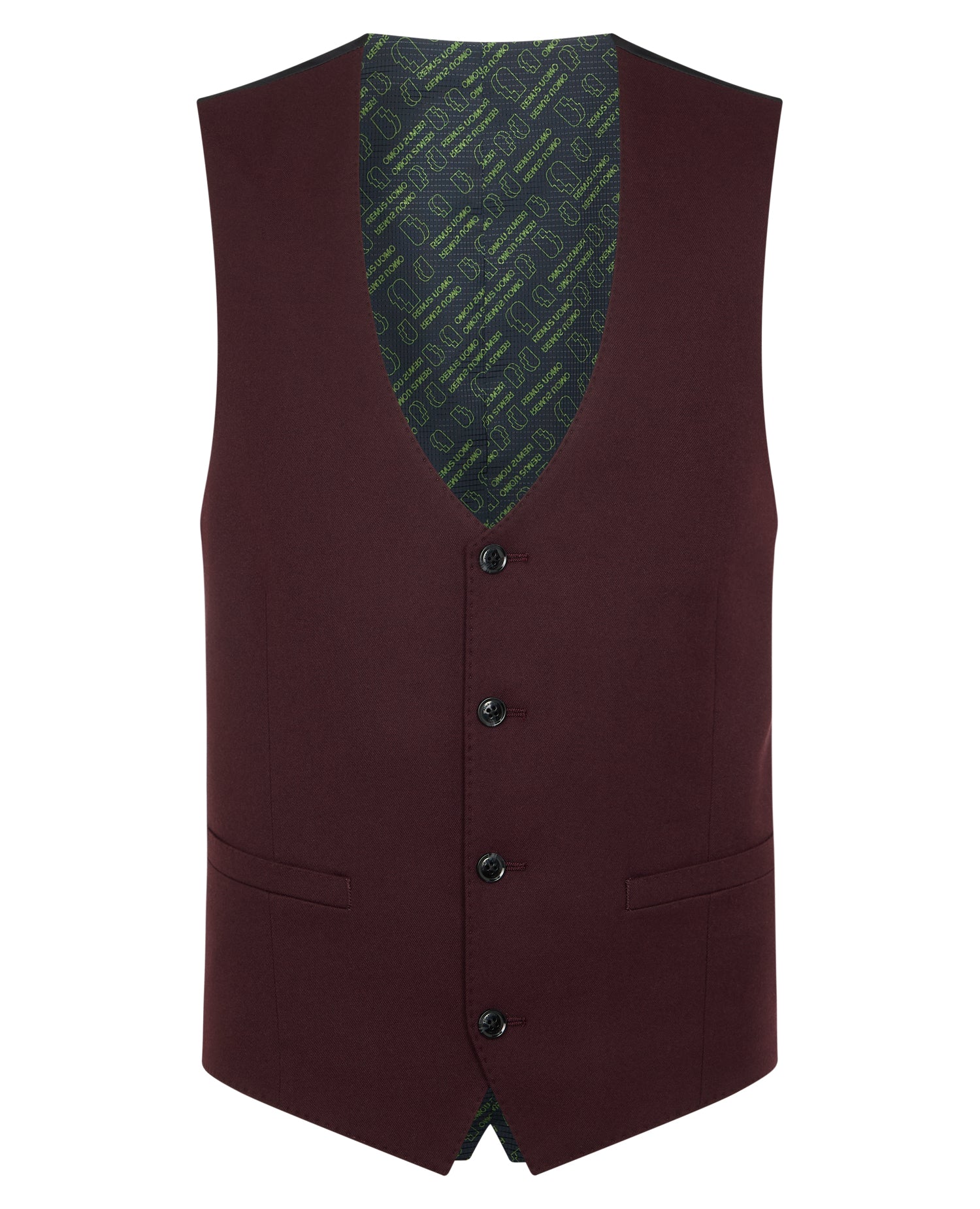 Man wearing a red Slim Fit Stretch Waistcoat