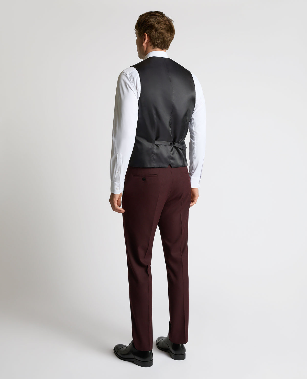 Man wearing a red Slim Fit Stretch Waistcoat