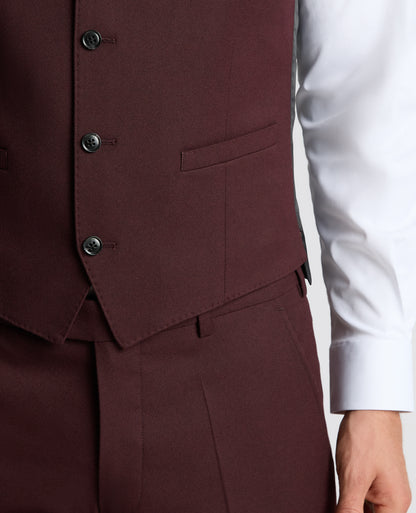 Man wearing a red Slim Fit Stretch Waistcoat