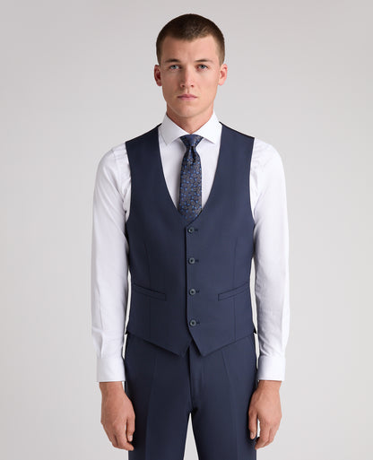 Dark Blue Slim Fit Wool Rich Massa Waistcoat