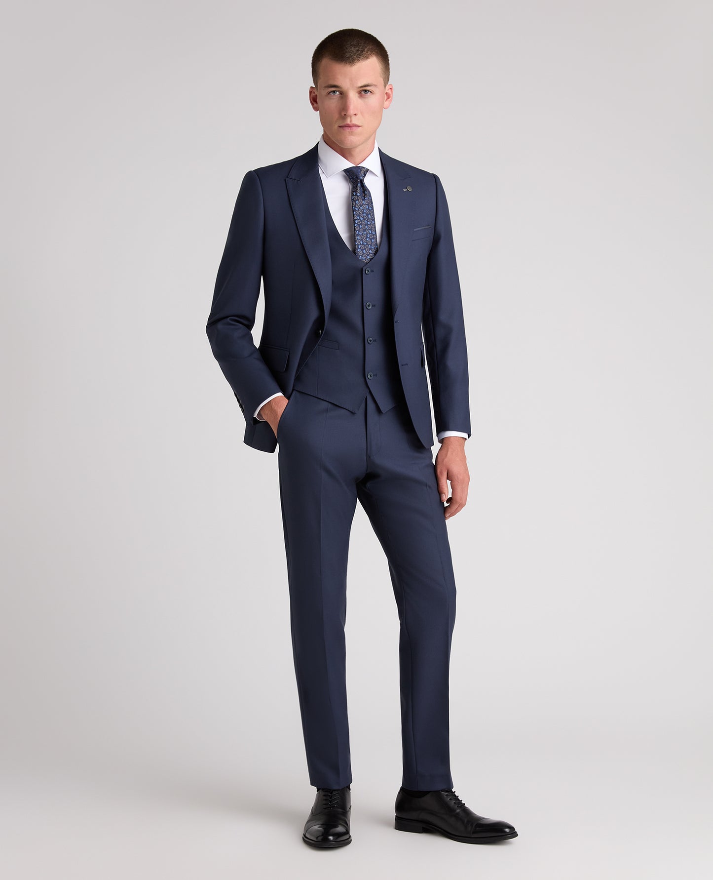 Dark Blue Slim Fit Wool Rich Massa Waistcoat