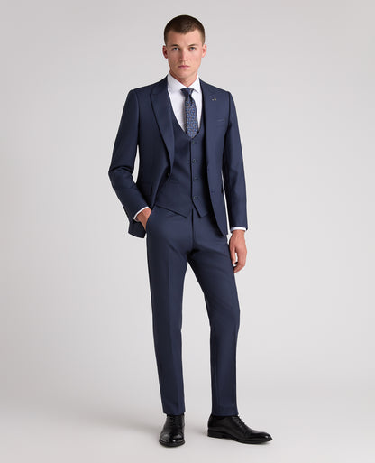 Dark Blue Slim Fit Wool Rich Massa Waistcoat