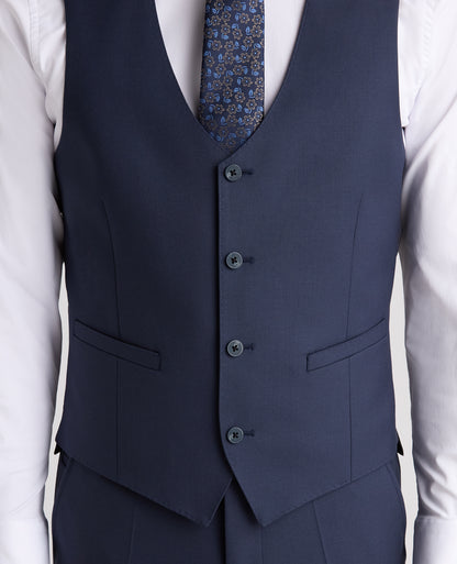 Dark Blue Slim Fit Wool Rich Massa Waistcoat