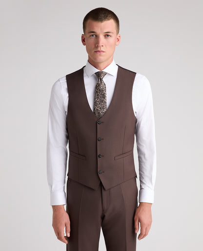 Brown Slim Fit Wool Rich Suit