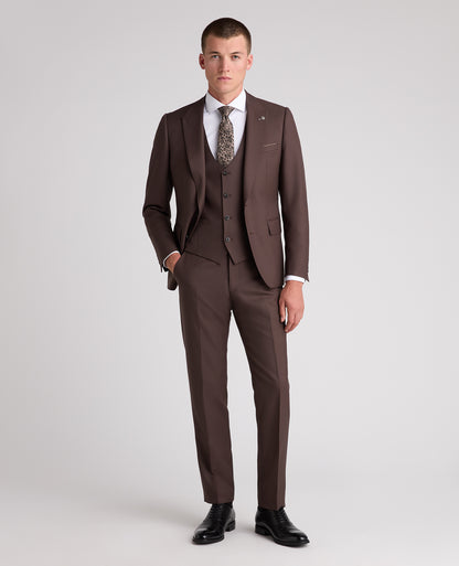 Brown Slim Fit Wool Rich Massa Waistcoat