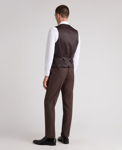 Brown Slim Fit Wool Rich Massa Waistcoat