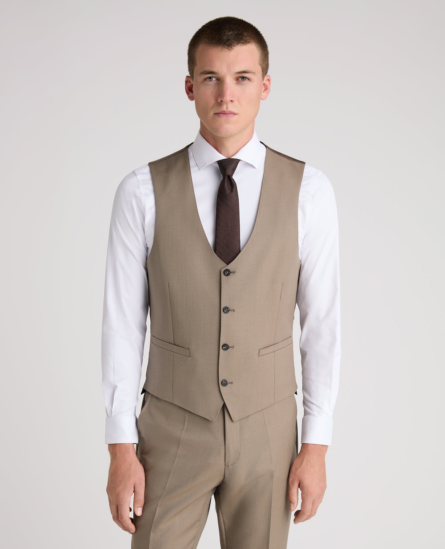 Stone Slim Fit Wool Rich Massa Waistcoat